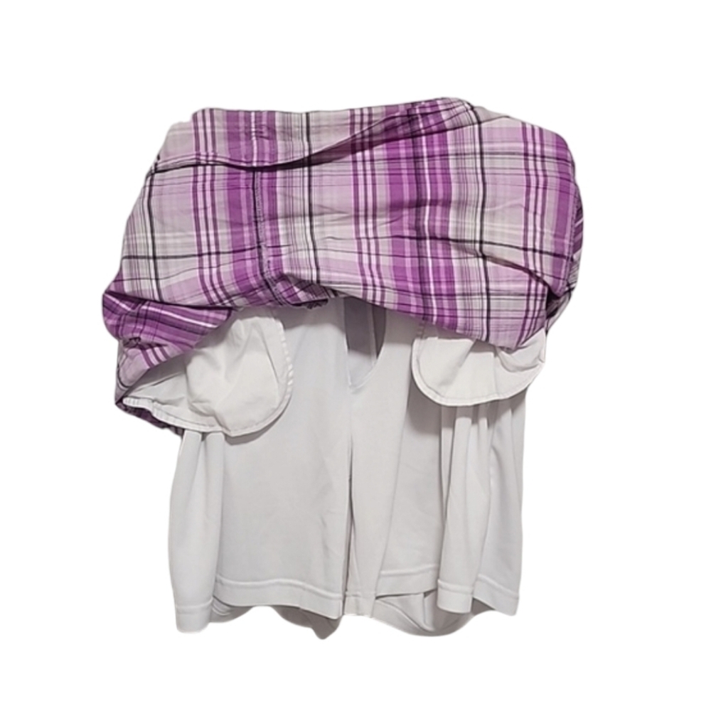 CJ BANKS Plaid Skort 16 Plus Purple White Tennis Preppy Athleisure - Picture 3 of 10